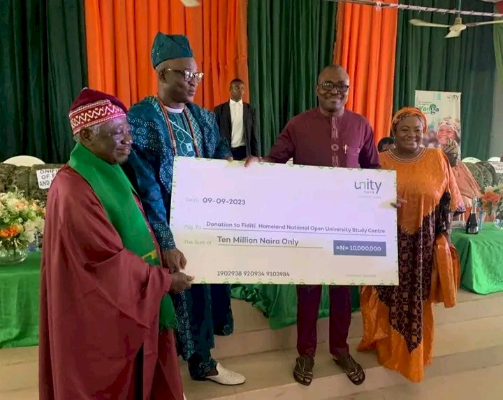 Unity Bank Plc Donates N10 Million to Fiditi National Open University 