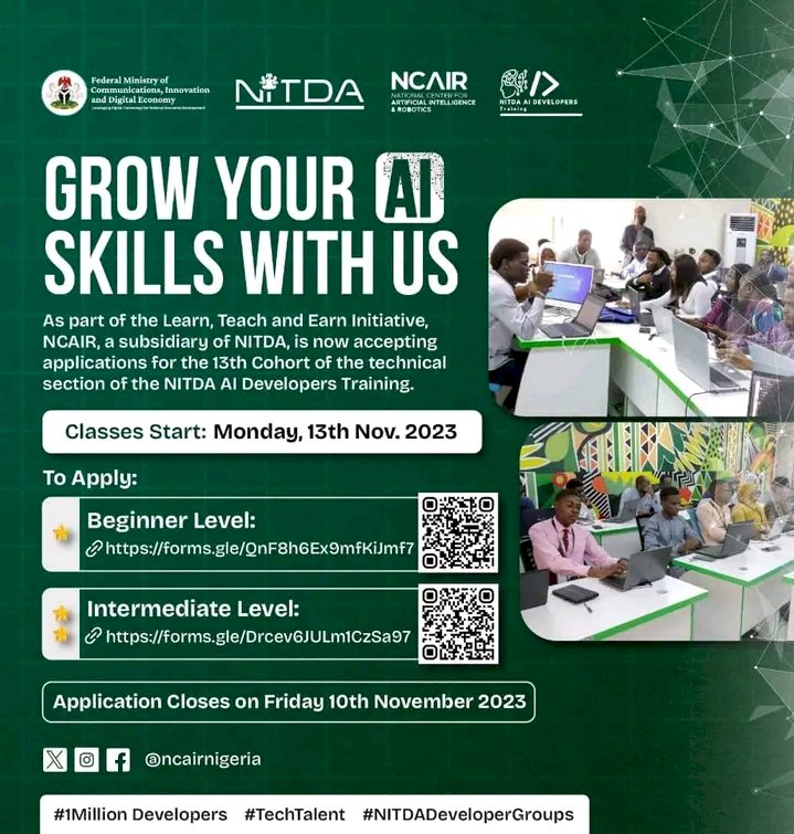 NITDA Opens application for AI Developers Group Training Cohort 13