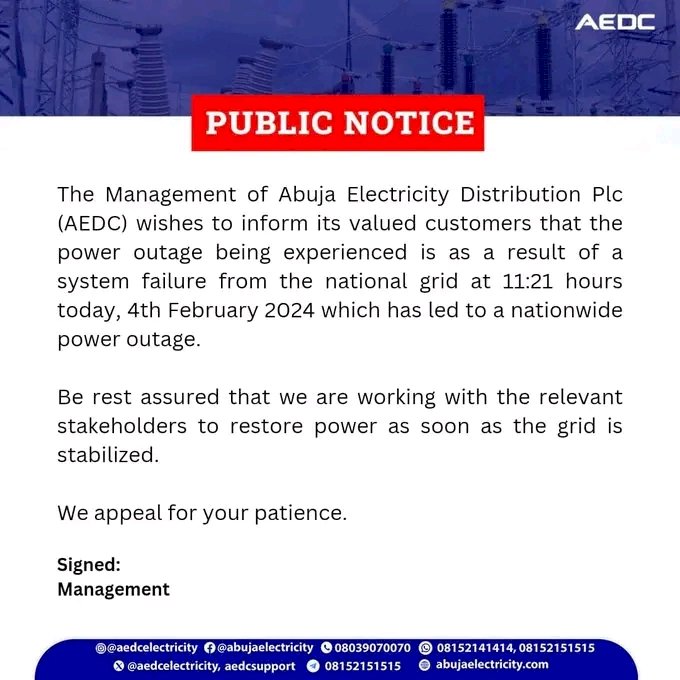 BREAKING: National Grid collapsed.