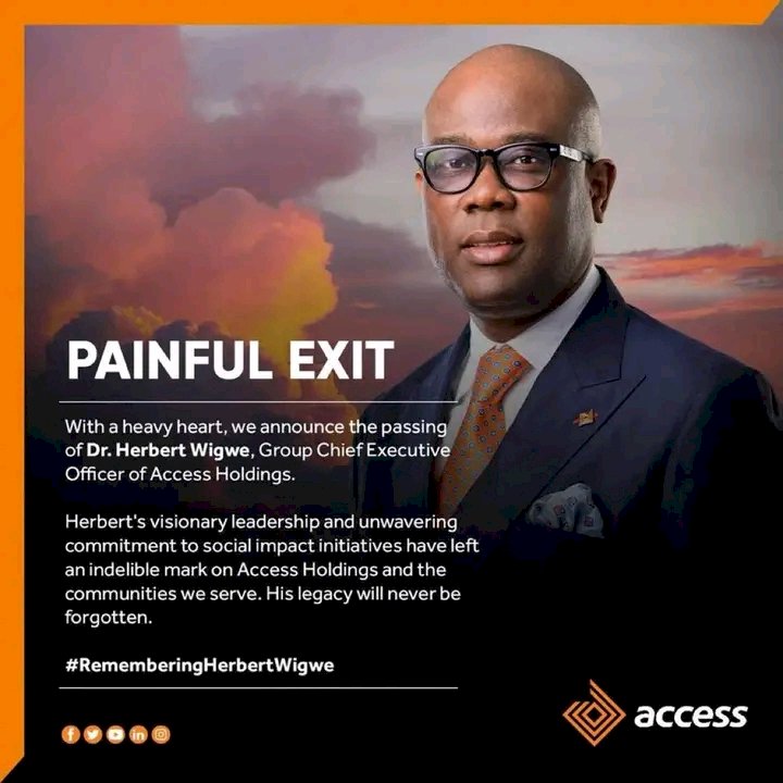 JUST-IN:Access Holdings confirms Wigwe’s death.