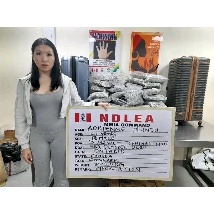 Canadian lady sentenced to 11 years in prison for importing illicit drugs into Nigeria