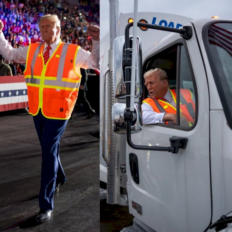 Trump rides garbage truck and wears garbage picker uniform to rally days after Biden called his supporters garbage (videos)