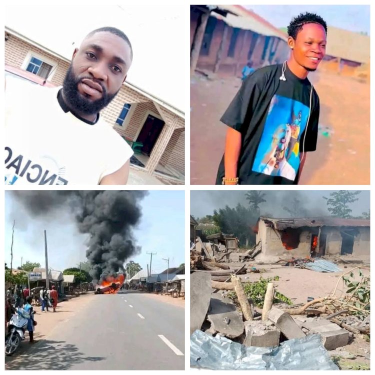 Irate youths set man’s car ablaze, burn down grandfather's house for stabbing his estranged wife's brother to d3ath in Nasarawa (video)