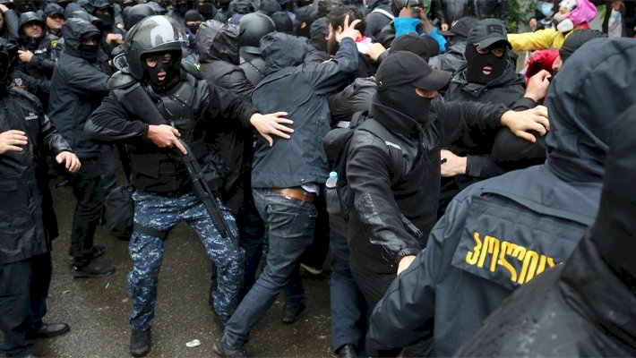 Protesters, police injured in outbreak of violence in Georgia